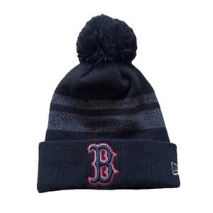 Boston Red Sox Beanie Hat OSFM Black With A Pom Pom